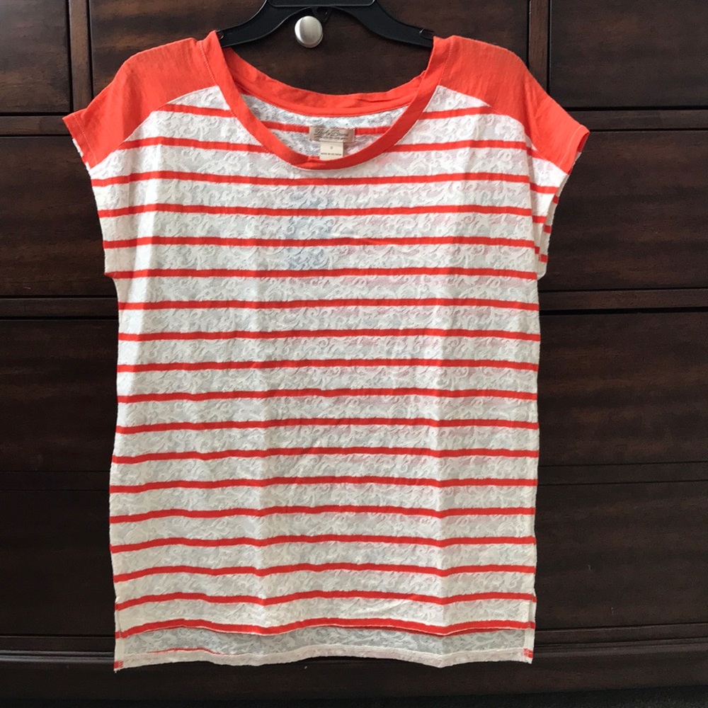 NWT Lucky Brand cap-sleeve lace tee - small
